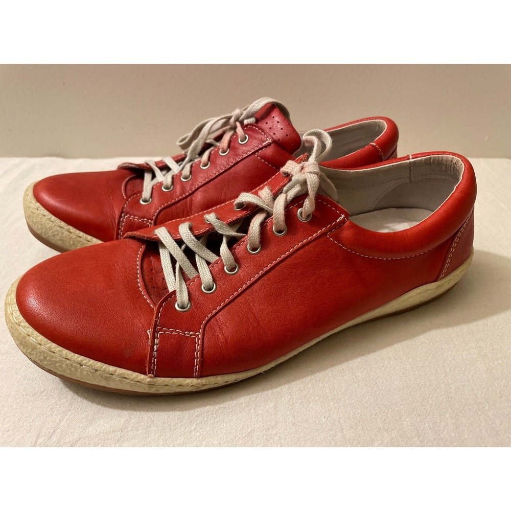Soleterra Women Size 40 US 8 Red Leather Lace Up Sneakers Made in Portugal - Picture 5 of 11